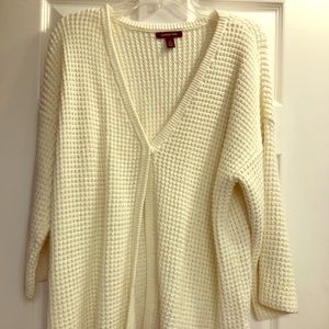 White cable knit sweater